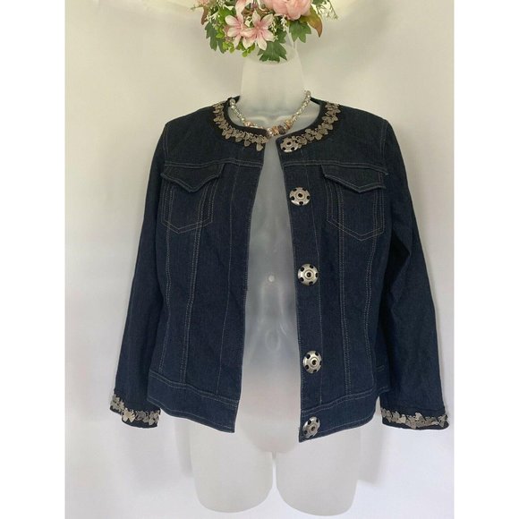 Focus 2000 Women’s Jean Jacket Snap Stretch Sleeve‎ - Picture 1 of 12